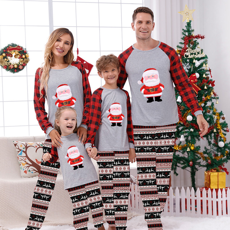 Christmas Matching Family Pajamas Santa Claus Seamless Reindeer White Pajamas Set