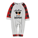 Christmas Matching Family Pajamas Chill In With My Snowmies With Sunglasses Seamless Reindeer White Pajamas Set