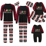 Christmas Matching Family Pajamas Love Gnome Seamless Reindeer Black Pajamas Set