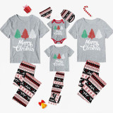 Christmas Matching Family Pajamas Three Trees Seamless Reindeer Gray Pajamas Set