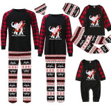 Christmas Matching Family Pajamas Elephant With Santa Claus Seamless Reindeer Black Pajamas Set