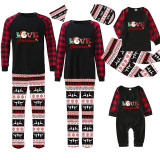Christmas Matching Family Pajamas Love Santa Seamless Reindeer Black Pajamas Set