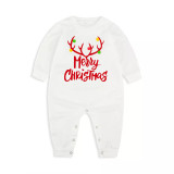 Christmas Matching Family Pajamas Deer Antler Seamless Reindeer White Pajamas Set