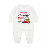 Christmas Matching Family Pajamas It's The Most Wonderful Time Of The Year Truck Seamless Reindeer White Pajamas Set