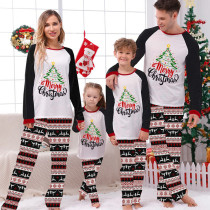 Christmas Matching Family Pajamas Christmas Tree Seamless Reindeer White Pajamas Set