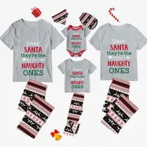 Christmas Matching Family Pajamas Dear Santa They Are The Naughty Ones Seamless Reindeer Gray Pajamas Set