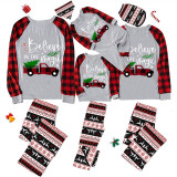 Christmas Matching Family Pajamas Believe In The Magic Truck Seamless Reindeer Gray Pajamas Set