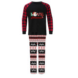 Christmas Matching Family Pajamas Love Santa Seamless Reindeer Black Pajamas Set