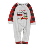 Christmas Matching Family Pajamas It's The Most Wonderful Time Of The Year Truck Seamless Reindeer White Pajamas Set