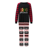 Christmas Matching Family Pajamas Love Gingerbread Man Seamless Reindeer Black Pajamas Set