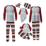 Christmas Matching Family Pajamas Merry Christmas Hat Seamless Reindeer Gray Pajamas Set
