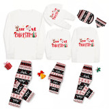 Christmas Matching Family Pajamas Our First Christmas Seamless Reindeer White Pajamas Set