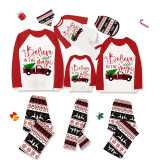 Christmas Matching Family Pajamas Believe In The Magic Truck Seamless Reindeer White Pajamas Set