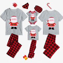 Christmas Matching Family Pajamas Santa Claus Gray Pajamas Set