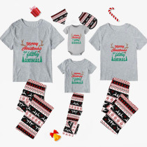 Christmas Matching Family Pajamas Merry Christmas Ya Filthy Animal Seamless Reindeer Gray Pajamas Set