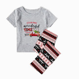 Christmas Matching Family Pajamas It's The Most Wonderful Time Of The Year Truck Seamless Reindeer Gray Pajamas Set