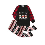 Christmas Matching Family Pajamas Chill In With My Snowmies Seamless Reindeer Black Pajamas Set