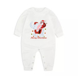 Christmas Matching Family Pajamas Elephant With Santa Claus Seamless Reindeer White Pajamas Set