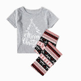 Christmas Matching Family Pajamas Christmas Tree Seamless Reindeer Gray Pajamas Set
