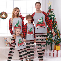 Christmas Matching Family Pajamas Car With Christmas Tree Seamless Reindeer White Pajamas Set