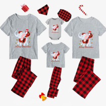 Christmas Matching Family Pajamas Elephant With Santa Claus Gray Pajamas Set