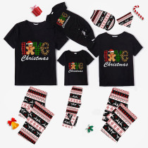 Christmas Matching Family Pajamas Love Gingerbread Man Seamless Reindeer Black Pajamas Set