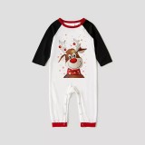 Christmas Matching Family Pajamas Smile Deer Seamless Reindeer Black Pajamas Set