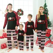 Christmas Matching Family Pajamas Love Santa Seamless Reindeer Black Pajamas Set