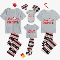 Christmas Matching Family Pajamas Our First Christmas Seamless Reindeer Gray Pajamas Set