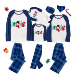 Christmas Matching Family Pajamas Snowman Love Slogan Blue Pajamas Set
