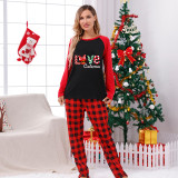 Christmas Matching Family Pajamas Cartoon Mouse Love Black And Red Plaids Pajamas Set