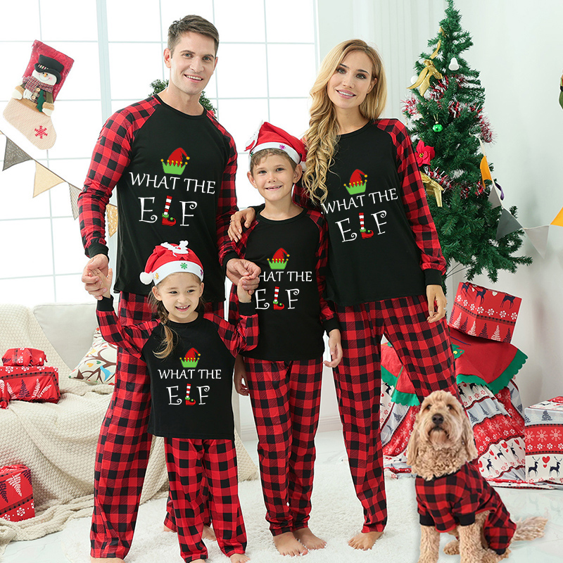 Christmas Matching Family Pajamas What The Elf Black Pajamas Set