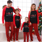 Christmas Matching Family Pajamas Santa Claus Working Out Black And Red Plaids Pajamas Set