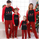 Christmas Matching Family Pajamas Yoga Santa Claus Working Out Black Red Plaids Pajamas Set