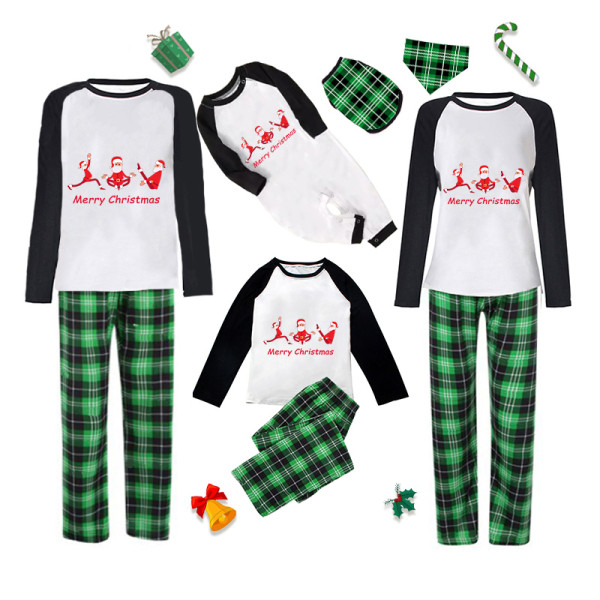 Christmas Matching Family Pajamas Yoga Santa Claus Working Out Green Pajamas Set