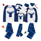 Christmas Matching Family Pajamas Plaids Deer Blue Pajamas Set