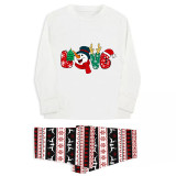Christmas Matching Family Pajamas Snowman Love Slogan Seamless Reindeer White Pajamas Set