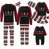 Christmas Matching Family Pajamas Santa Claus Working Out Seamless Reindeer Black Pajamas Set
