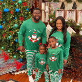 Christmas Matching Family Pajamas Ho Ho Ho Santa Claus Green Stripes Pajamas Set