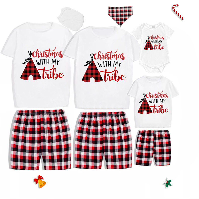 Christmas Matching Family Pajamas Christmas With My Tribe Gray Pajamas Set