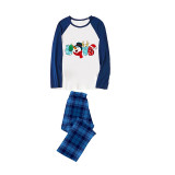 Christmas Matching Family Pajamas Snowman Love Slogan Blue Pajamas Set
