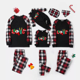 Christmas Matching Family Pajamas Snowman Love Slogan Black And Red Plaids Pajamas Set