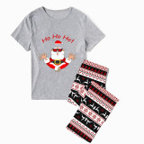 Christmas Matching Family Pajamas Ho Ho Ho Santa Claus Seamless Reindeer Gray Pajamas Set