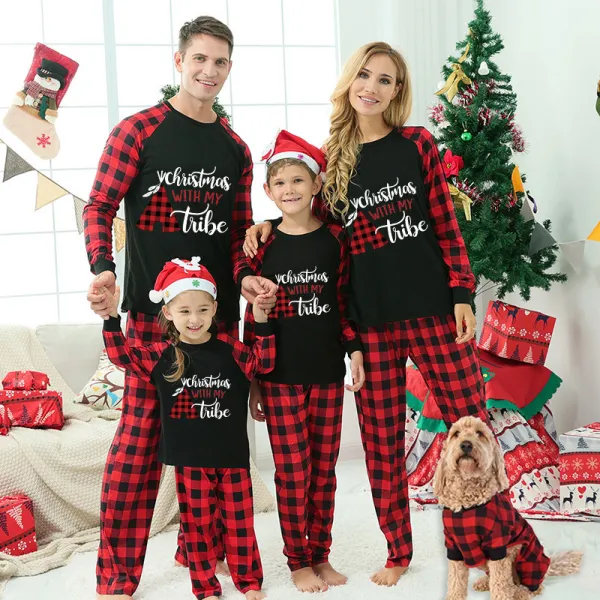 Christmas Matching Family Pajamas Christmas With My Tribe Black Pajamas Set