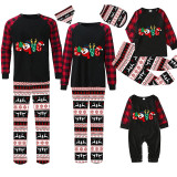 Christmas Matching Family Pajamas Snowman Love Slogan Seamless Reindeer Black Pajamas Set
