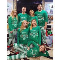 2022 Proud Member OF Naughty List Christmas Matching Family Pajamas Exclusive Design Green Stripes Pajamas Set