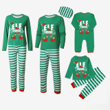 Christmas Family Matching Pajamas Christmas Hat ELF Squad Green Stripes Pajamas Set