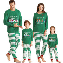 Christmas Matching Family Pajamas Chill In With My Snowmies Green Stripes Pajamas Set
