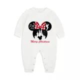 Christmas Matching Family Pajamas Cartoon Mouse With Christmas Hat White Pajamas Set