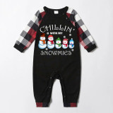 Christmas Matching Family Pajamas Chill In With My Snowmies Black And Red Plaids Pajamas Set